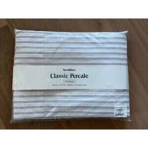 New Brooklinen Classic Percale Core Sheet Set Queen Tandem Stripe Pebble
